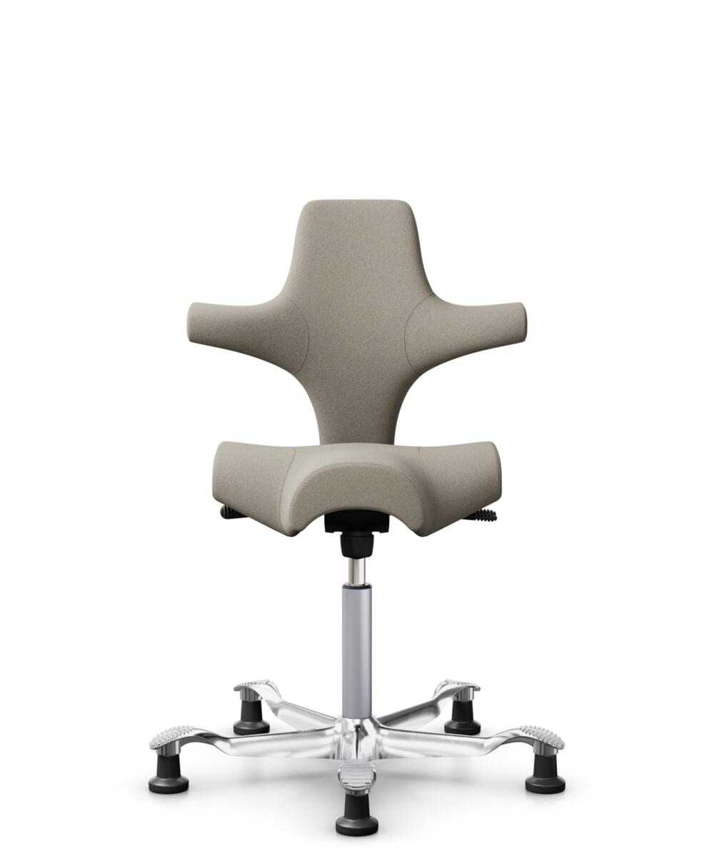 HÅG Capisco 8106 - Capture (Gabriel) - Wol / Polyamide - CPT5103 - Light beige - Framekleur - Zilver - Gasveer - 265 mm (Zithoogte 53-79cm) - Vloercontact - Glijdoppen - Voetenring - Nee, geen voetenring - Voetster - Ja, voetster in gepolijst aluminium - 1