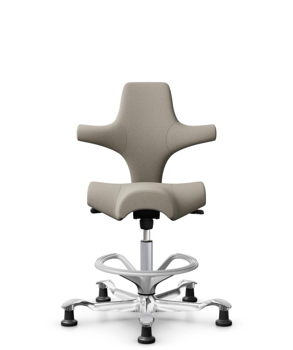 HÅG Capisco 8106 - Capture (Gabriel) - Wol / Polyamide - CPT5103 - Light beige - Framekleur - Zilver - Gasveer - 265 mm (Zithoogte 53-79cm) - Vloercontact - Glijdoppen - Voetenring - Ja, in framekleur - Voetster - Ja, voetster in gepolijst aluminium - 3