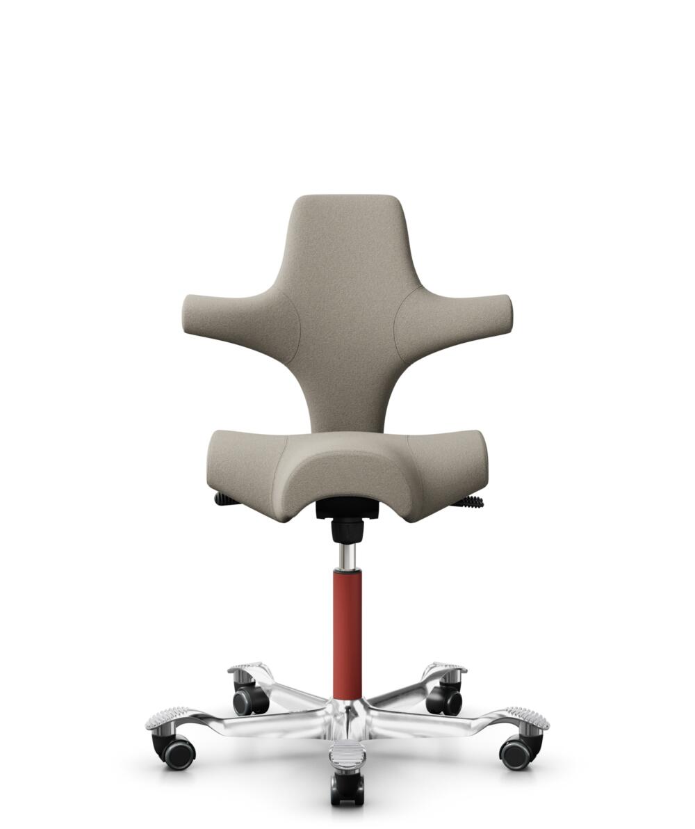 HÅG Capisco 8106 - Capture (Gabriel) - Wol / Polyamide - CPT5103 - Light beige - Framekleur - Blush Rose - Gasveer - 150 mm (Zithoogte 40-55cm) - Vloercontact - Harde wielen t.b.v. zachte vloeren - Voetenring - Nee, geen voetenring - Voetster - Ja, voe... - 3