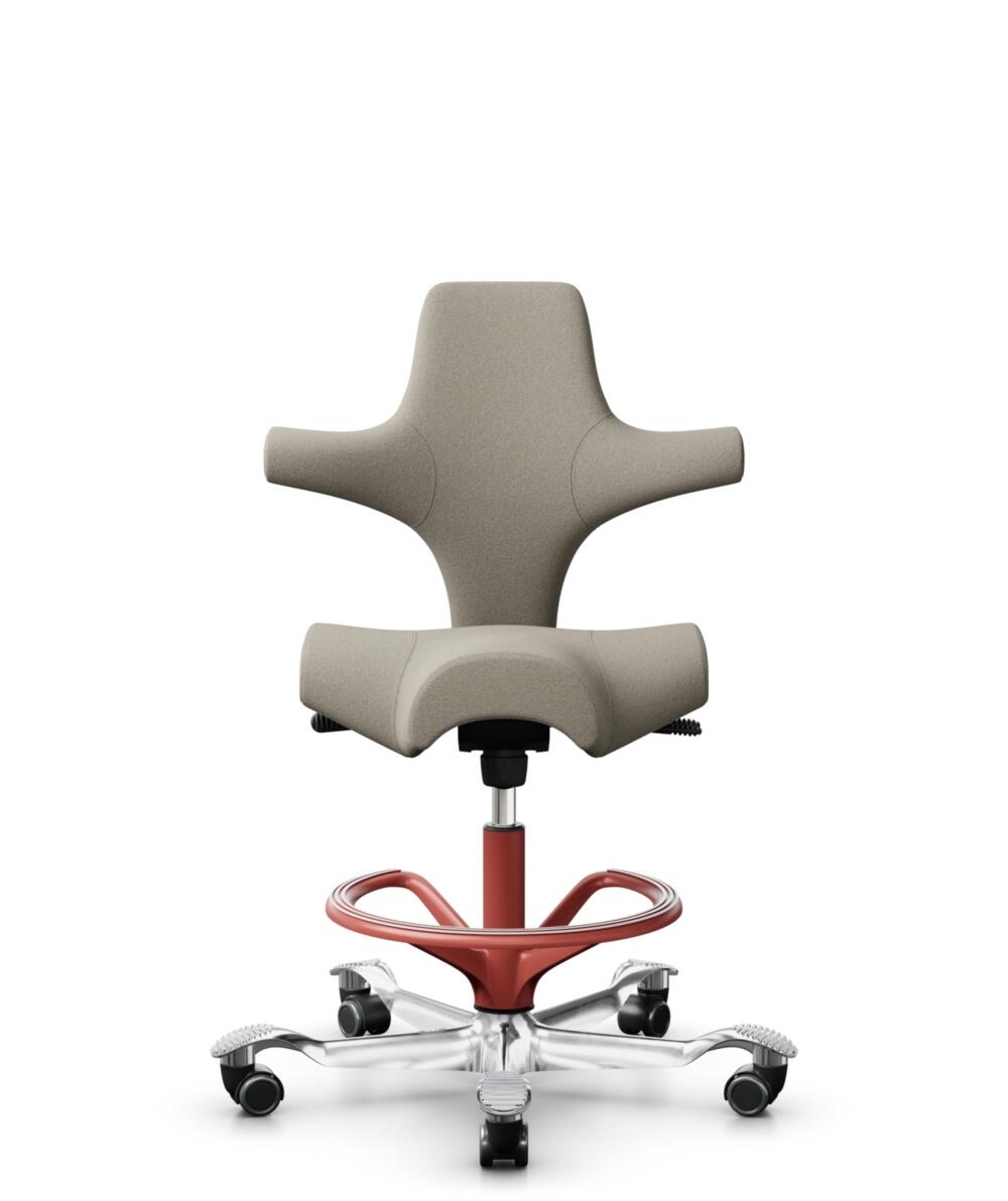 HÅG Capisco 8106 - Capture (Gabriel) - Wol / Polyamide - CPT5103 - Light beige - Framekleur - Blush Rose - Gasveer - 200 mm (Zithoogte 46-64cm) - Vloercontact - Harde wielen t.b.v. zachte vloeren - Voetenring - Ja, in framekleur - Voetster - Ja, voetst... - 1