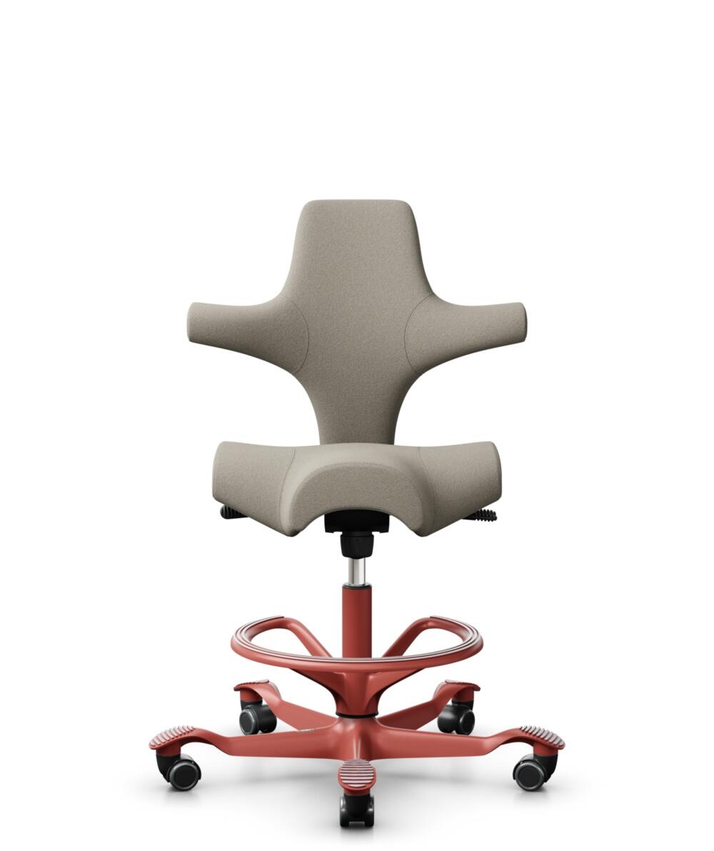 HÅG Capisco 8106 - Capture (Gabriel) - Wol / Polyamide - CPT5103 - Light beige - Framekleur - Blush Rose - Gasveer - 200 mm (Zithoogte 46-64cm) - Vloercontact - Zachte wielen t.b.v. harde vloeren - Voetenring - Ja, in framekleur - Voetster - Nee, voets... - 3