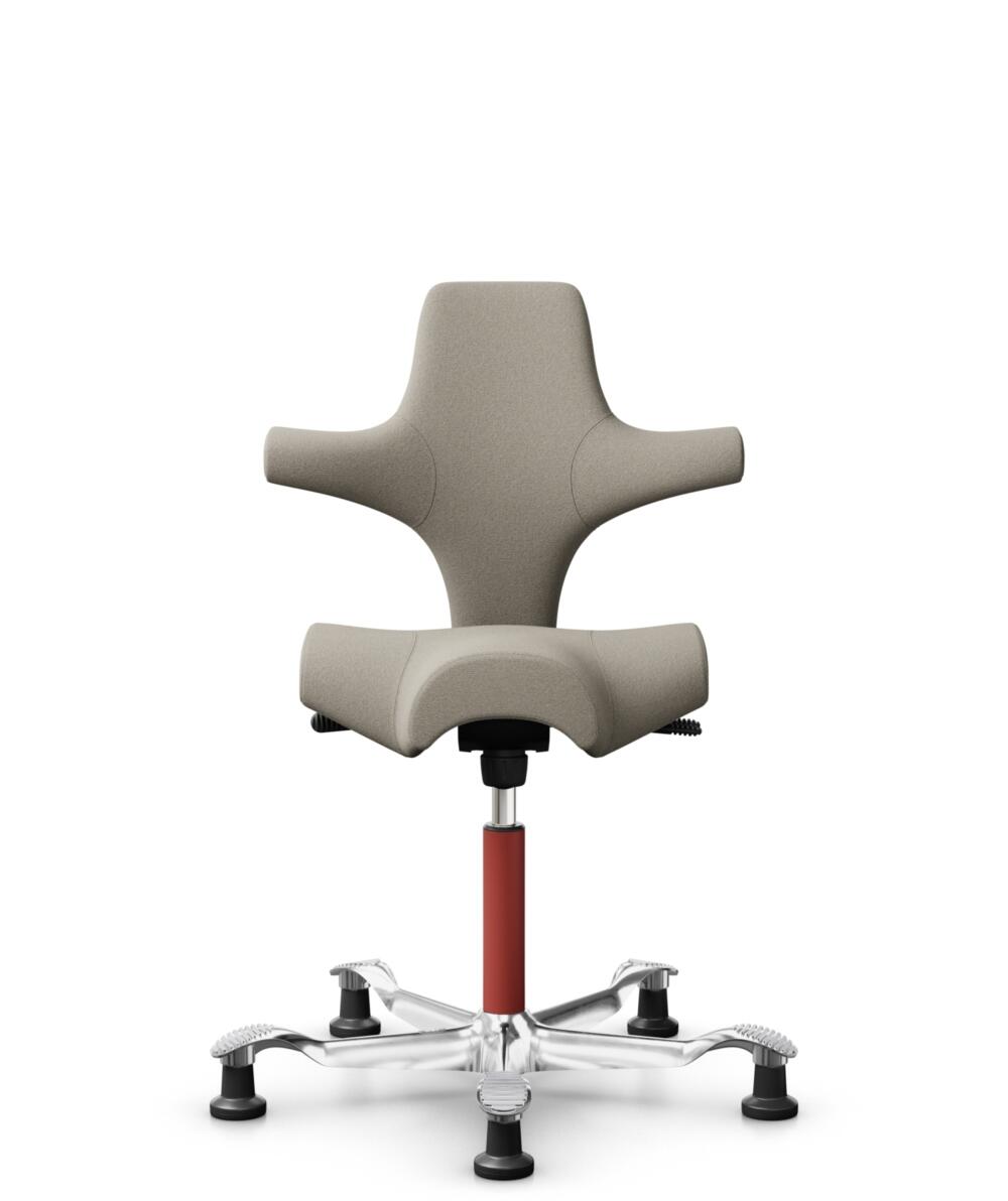 HÅG Capisco 8106 - Capture (Gabriel) - Wol / Polyamide - CPT5103 - Light beige - Framekleur - Blush Rose - Gasveer - 265 mm (Zithoogte 53-79cm) - Vloercontact - Glijdoppen - Voetenring - Nee, geen voetenring - Voetster - Ja, voetster in gepolijst alumi... - 3
