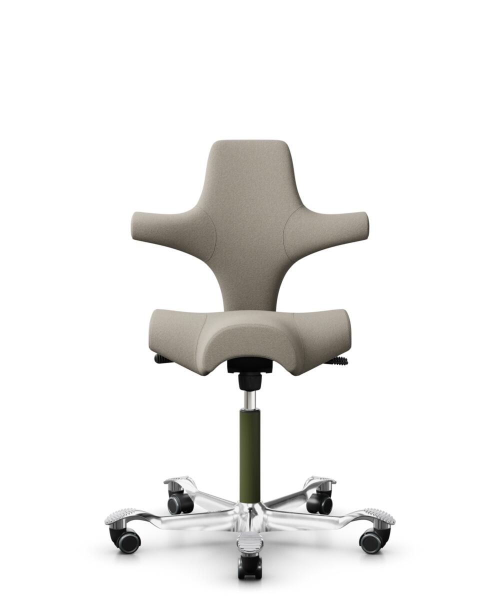HÅG Capisco 8106 - Capture (Gabriel) - Wol / Polyamide - CPT5103 - Light beige - Framekleur - Moss Grey - Gasveer - 200 mm (Zithoogte 46-64cm) - Vloercontact - Zachte wielen t.b.v. harde vloeren - Voetenring - Nee, geen voetenring - Voetster - Ja, voet... - 1
