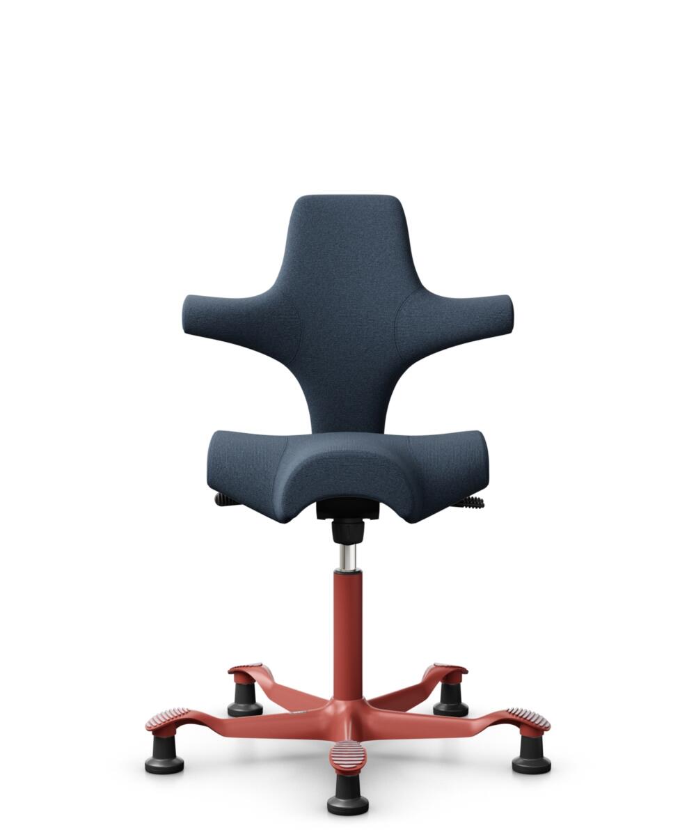 HÅG Capisco 8106 - Capture (Gabriel) - Wol / Polyamide - CPT6001 - Dark blue - Framekleur - Blush Rose - Gasveer - 200 mm (Zithoogte 46-64cm) - Vloercontact - Glijdoppen - Voetenring - Nee, geen voetenring - Voetster - Nee, voetster in framekleur - 1