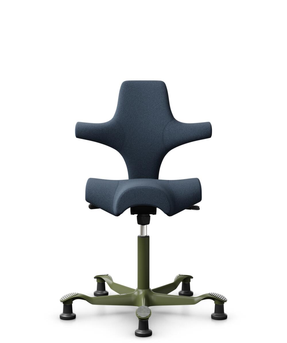 HÅG Capisco 8106 - Capture (Gabriel) - Wol / Polyamide - CPT6001 - Dark blue - Framekleur - Moss Grey - Gasveer - 150 mm (Zithoogte 40-55cm) - Vloercontact - Glijdoppen - Voetenring - Nee, geen voetenring - Voetster - Nee, voetster in framekleur - 1