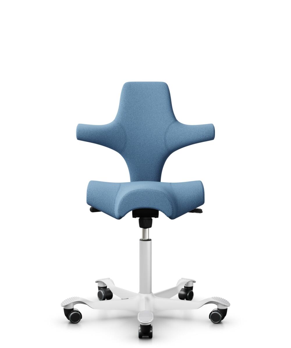 HÅG Capisco 8106 - Oceanic (Camira) - Gerecycled Polyester - OCI011 - Light blue - Framekleur - Wit - Gasveer - 150 mm (Zithoogte 40-55cm) - Vloercontact - Zachte wielen t.b.v. harde vloeren - Voetenring - Nee, geen voetenring - Voetster - Nee, voetste... - 1