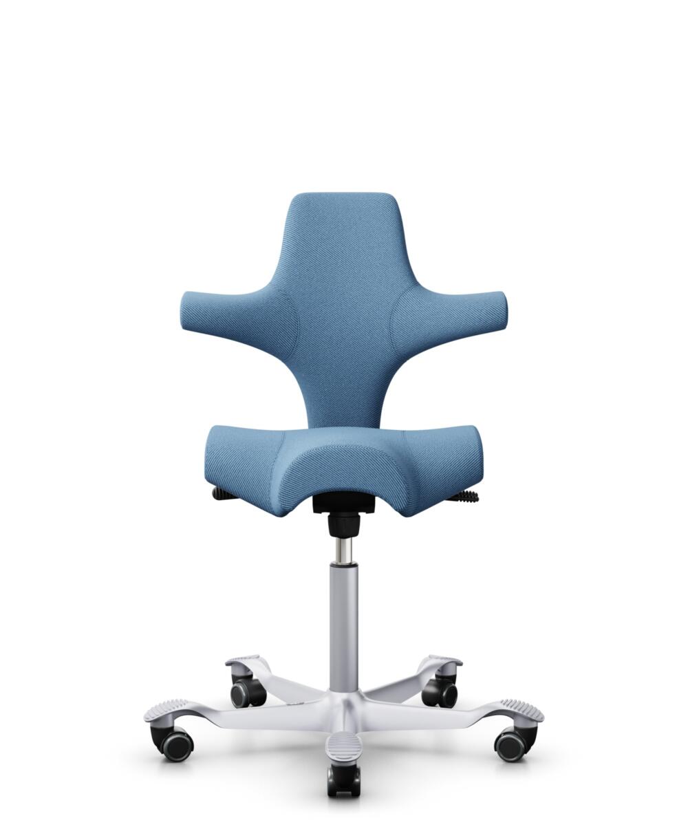 HÅG Capisco 8106 - Oceanic (Camira) - Gerecycled Polyester - OCI011 - Light blue - Framekleur - Zilver - Gasveer - 150 mm (Zithoogte 40-55cm) - Vloercontact - Harde wielen t.b.v. zachte vloeren - Voetenring - Nee, geen voetenring - Voetster - Nee, voet... - 1