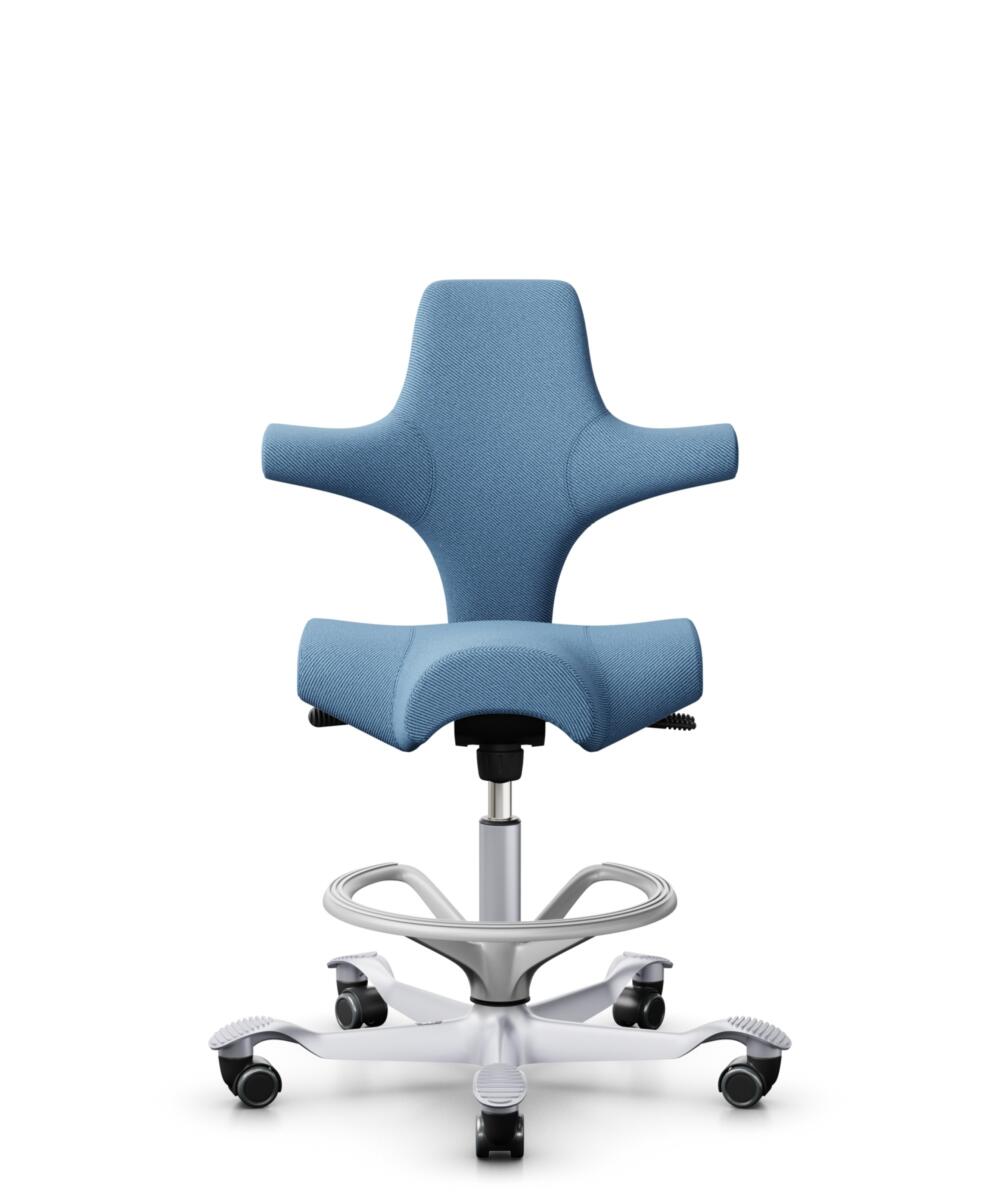 HÅG Capisco 8106 - Oceanic (Camira) - Gerecycled Polyester - OCI011 - Light blue - Framekleur - Zilver - Gasveer - 200 mm (Zithoogte 46-64cm) - Vloercontact - Zachte wielen t.b.v. harde vloeren - Voetenring - Ja, in framekleur - Voetster - Nee, voetste... - 1