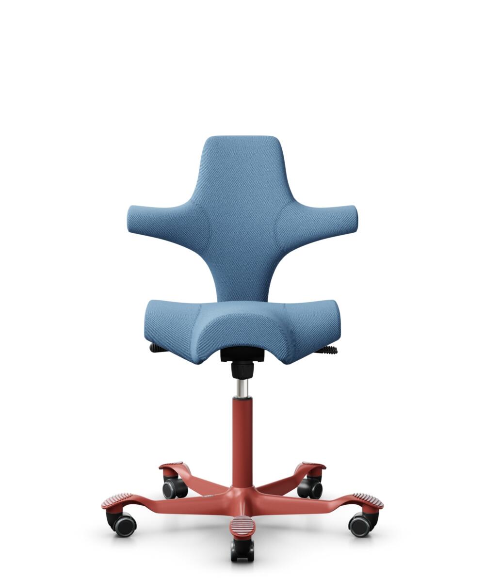HÅG Capisco 8106 - Oceanic (Camira) - Gerecycled Polyester - OCI011 - Light blue - Framekleur - Blush Rose - Gasveer - 150 mm (Zithoogte 40-55cm) - Vloercontact - Harde wielen t.b.v. zachte vloeren - Voetenring - Nee, geen voetenring - Voetster - Nee, ... - 1