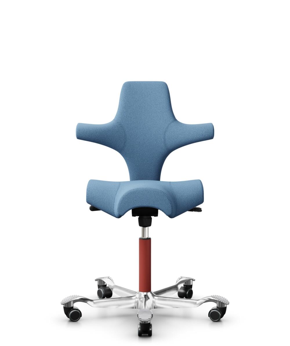 HÅG Capisco 8106 - Oceanic (Camira) - Gerecycled Polyester - OCI011 - Light blue - Framekleur - Blush Rose - Gasveer - 150 mm (Zithoogte 40-55cm) - Vloercontact - Zachte wielen t.b.v. harde vloeren - Voetenring - Nee, geen voetenring - Voetster - Ja, v... - 1