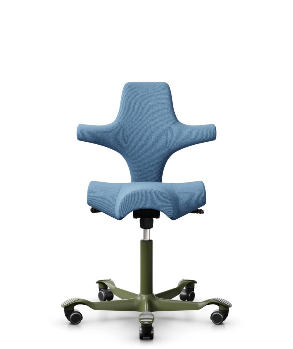 HÅG Capisco 8106 - Oceanic (Camira) - Gerecycled Polyester - OCI011 - Light blue - Framekleur - Moss Grey - Gasveer - 150 mm (Zithoogte 40-55cm) - Vloercontact - Zachte wielen t.b.v. harde vloeren - Voetenring - Nee, geen voetenring - Voetster - Nee, v... - 1