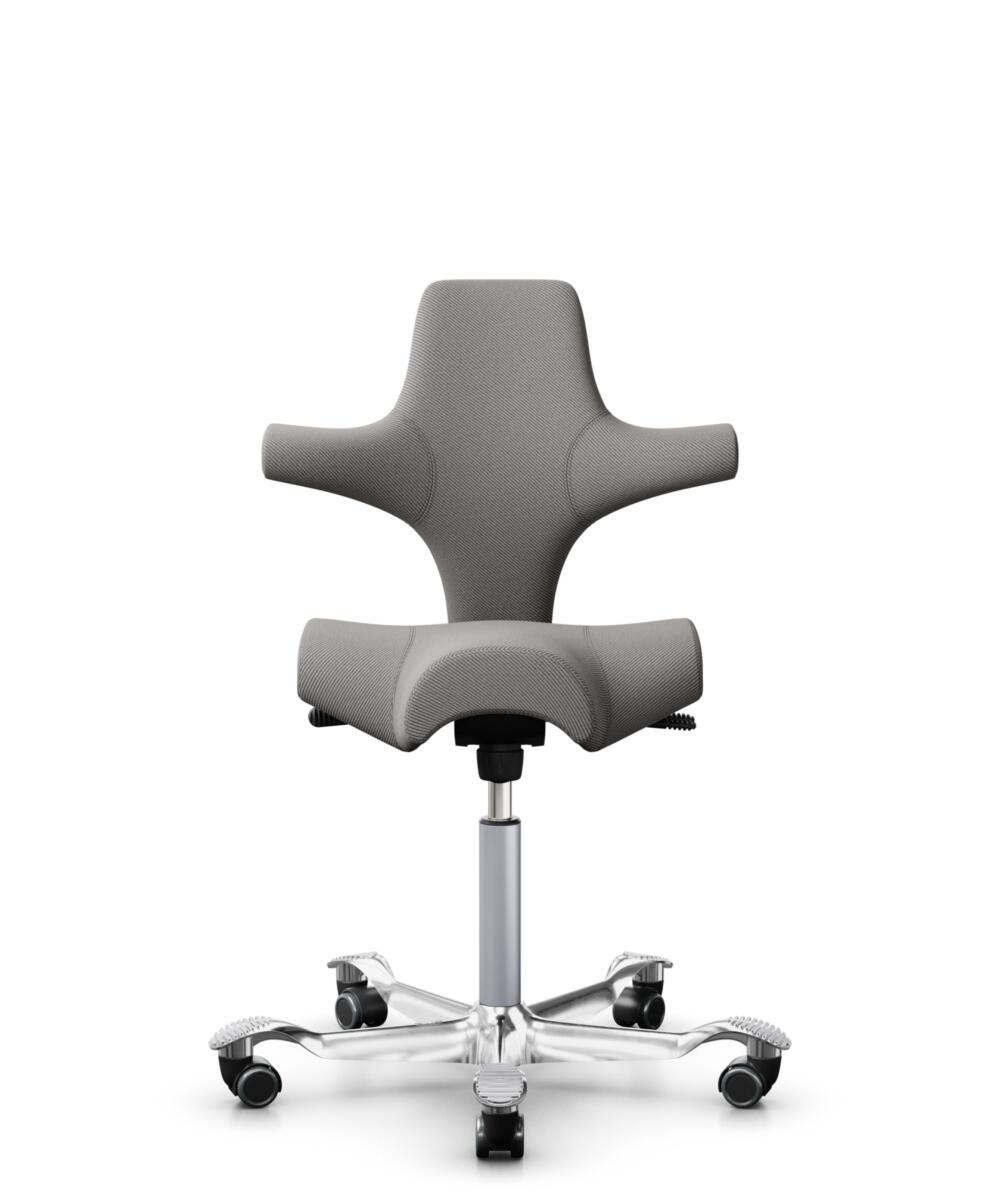 HÅG Capisco 8106 - Oceanic (Camira) - Gerecycled Polyester - OCI008 - Warm grey - Framekleur - Zilver - Gasveer - 200 mm (Zithoogte 46-64cm) - Vloercontact - Zachte wielen t.b.v. harde vloeren - Voetenring - Nee, geen voetenring - Voetster - Ja, voetst... - 1