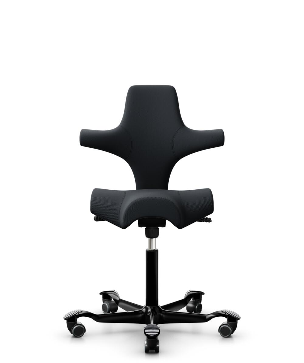 HÅG Capisco 8106 - Oceanic (Camira) - Gerecycled Polyester - OCI001 - Black - Framekleur - Zwart - Gasveer - 265 mm (Zithoogte 53-79cm) - Vloercontact - Harde wielen t.b.v. zachte vloeren - Voetenring - Nee, geen voetenring - Voetster - Nee, voetster i... - 1