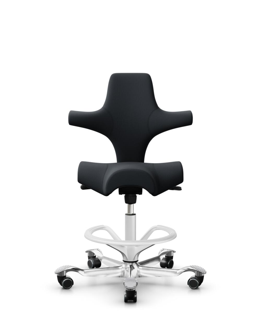 HÅG Capisco 8106 - Oceanic (Camira) - Gerecycled Polyester - OCI001 - Black - Framekleur - Wit - Gasveer - 265 mm (Zithoogte 53-79cm) - Vloercontact - Harde wielen t.b.v. zachte vloeren - Voetenring - Ja, in framekleur - Voetster - Ja, voetster in gepo... - 1