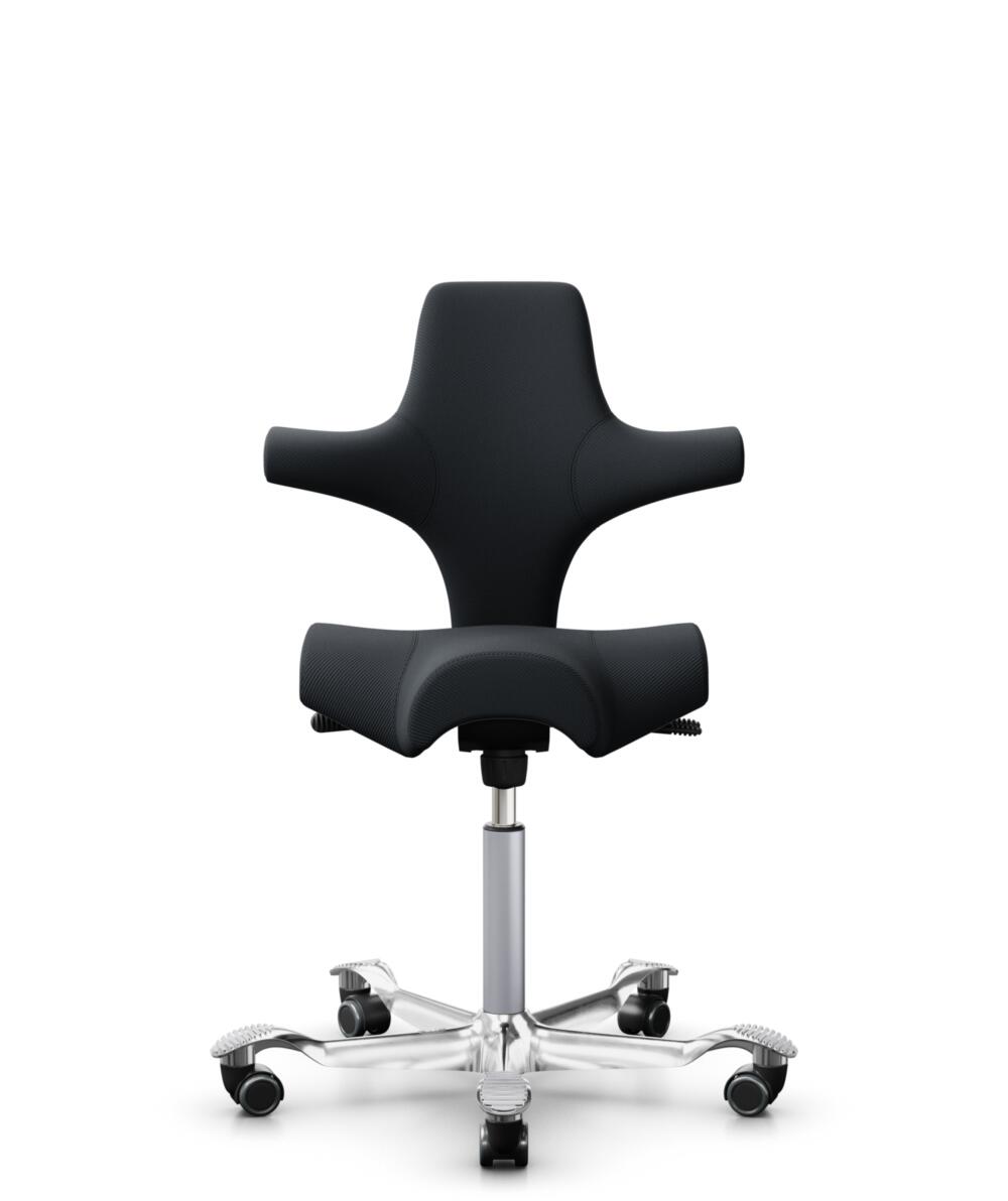 HÅG Capisco 8106 - Oceanic (Camira) - Gerecycled Polyester - OCI001 - Black - Framekleur - Zilver - Gasveer - 150 mm (Zithoogte 40-55cm) - Vloercontact - Zachte wielen t.b.v. harde vloeren - Voetenring - Nee, geen voetenring - Voetster - Ja, voetster i... - 1