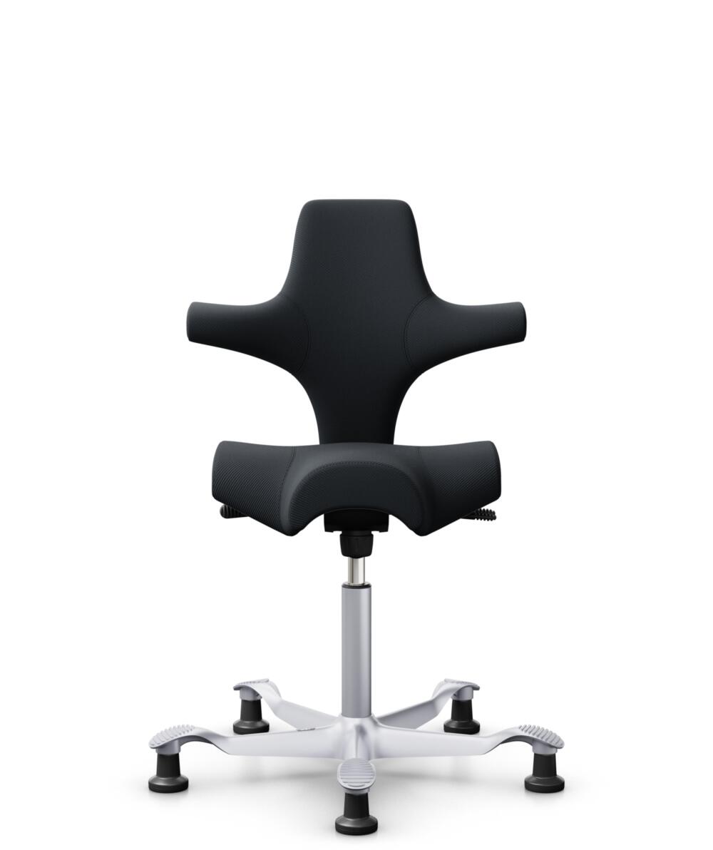 HÅG Capisco 8106 - Oceanic (Camira) - Gerecycled Polyester - OCI001 - Black - Framekleur - Zilver - Gasveer - 150 mm (Zithoogte 40-55cm) - Vloercontact - Glijdoppen - Voetenring - Nee, geen voetenring - Voetster - Nee, voetster in framekleur - 1