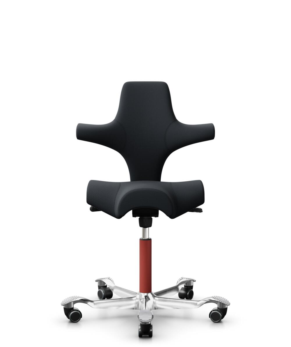 HÅG Capisco 8106 - Oceanic (Camira) - Gerecycled Polyester - OCI001 - Black - Framekleur - Blush Rose - Gasveer - 150 mm (Zithoogte 40-55cm) - Vloercontact - Zachte wielen t.b.v. harde vloeren - Voetenring - Nee, geen voetenring - Voetster - Ja, voetst... - 1