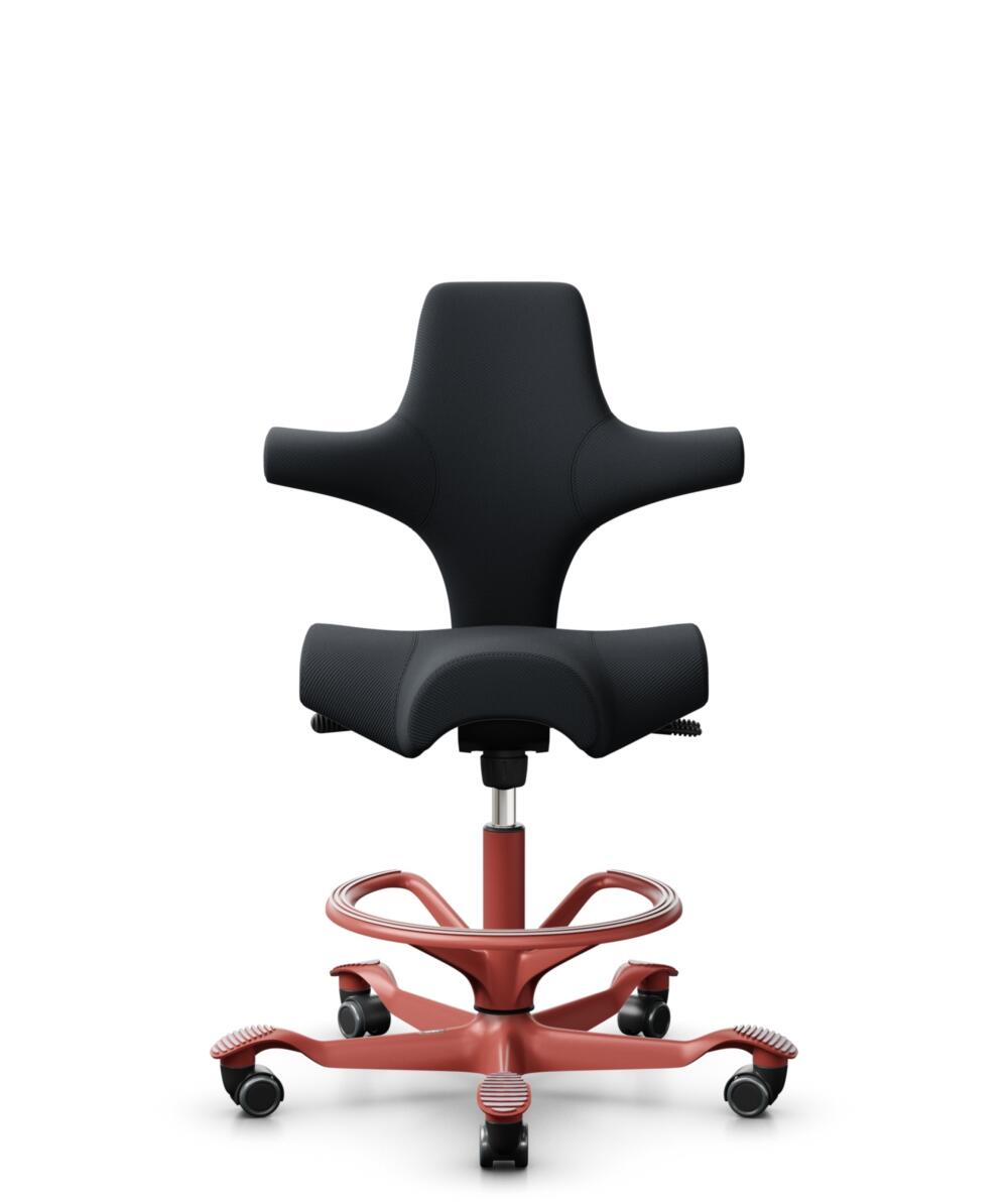 HÅG Capisco 8106 - Oceanic (Camira) - Gerecycled Polyester - OCI001 - Black - Framekleur - Blush Rose - Gasveer - 265 mm (Zithoogte 53-79cm) - Vloercontact - Harde wielen t.b.v. zachte vloeren - Voetenring - Ja, in framekleur - Voetster - Nee, voetster... - 1