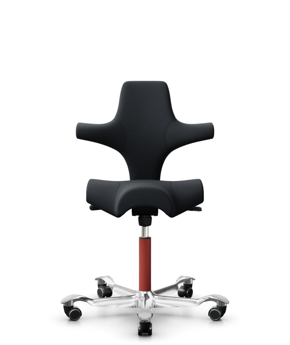 HÅG Capisco 8106 - Oceanic (Camira) - Gerecycled Polyester - OCI001 - Black - Framekleur - Blush Rose - Gasveer - 265 mm (Zithoogte 53-79cm) - Vloercontact - Zachte wielen t.b.v. harde vloeren - Voetenring - Nee, geen voetenring - Voetster - Ja, voetst... - 1