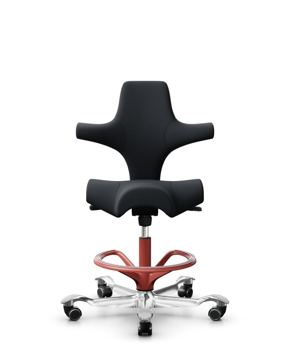 HÅG Capisco 8106 - Oceanic (Camira) - Gerecycled Polyester - OCI001 - Black - Framekleur - Blush Rose - Gasveer - 265 mm (Zithoogte 53-79cm) - Vloercontact - Zachte wielen t.b.v. harde vloeren - Voetenring - Ja, in framekleur - Voetster - Ja, voetster ... - 1