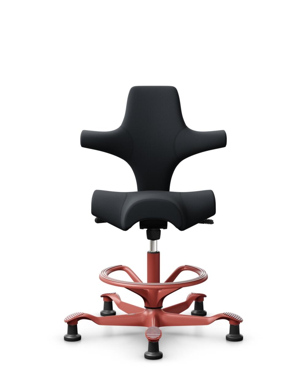 HÅG Capisco 8106 - Oceanic (Camira) - Gerecycled Polyester - OCI001 - Black - Framekleur - Blush Rose - Gasveer - 265 mm (Zithoogte 53-79cm) - Vloercontact - Glijdoppen - Voetenring - Ja, in framekleur - Voetster - Nee, voetster in framekleur - 1