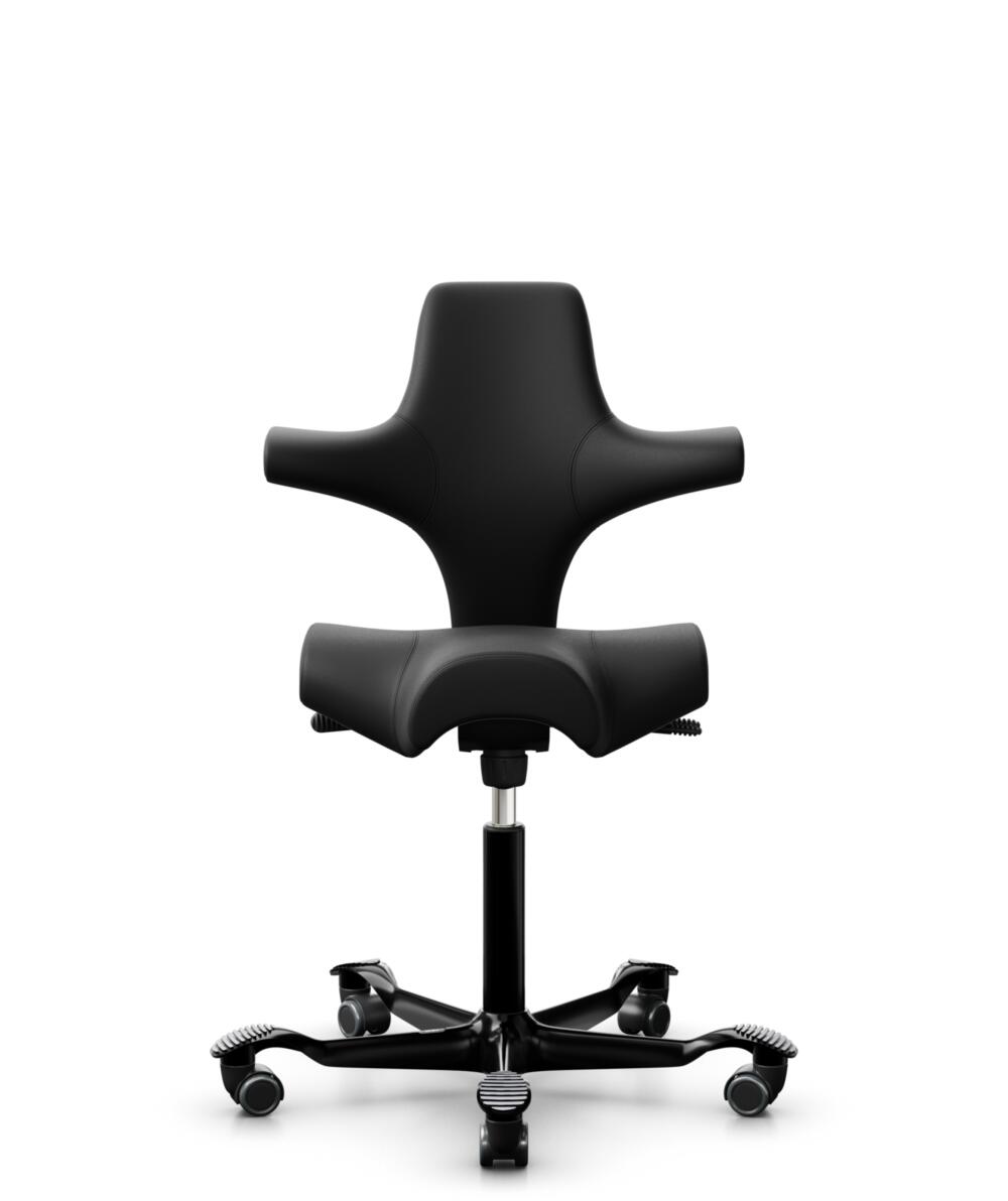 HÅG Capisco 8106 - Puxx 1 (Oniro) - Polyurethaan Kunstleer - PU215816 - Black - Framekleur - Zwart - Gasveer - 200 mm (Zithoogte 46-64cm) - Vloercontact - Harde wielen t.b.v. zachte vloeren - Voetenring - Nee, geen voetenring - Voetster - Nee, voetster... - 1