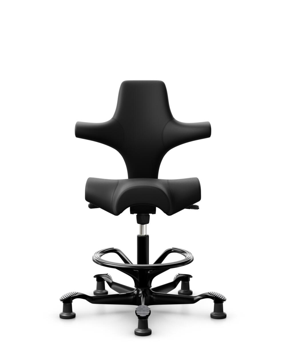 HÅG Capisco 8106 - Puxx 1 (Oniro) - Polyurethaan Kunstleer - PU215816 - Black - Framekleur - Zwart - Gasveer - 265 mm (Zithoogte 53-79cm) - Vloercontact - Glijdoppen - Voetenring - Ja, in framekleur - Voetster - Nee, voetster in framekleur - 1