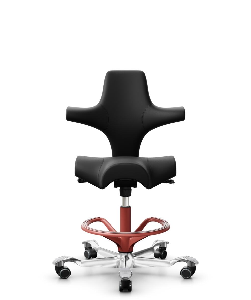 HÅG Capisco 8106 - Puxx 1 (Oniro) - Polyurethaan Kunstleer - PU215816 - Black - Framekleur - Blush Rose - Gasveer - 265 mm (Zithoogte 53-79cm) - Vloercontact - Harde wielen t.b.v. zachte vloeren - Voetenring - Ja, in framekleur - Voetster - Ja, voetste... - 1