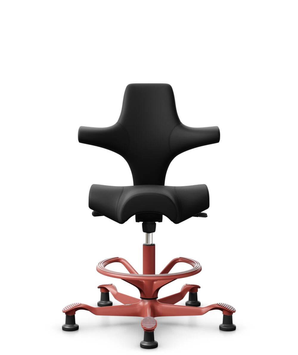 HÅG Capisco 8106 - Illusion 3.0 (Nevotex) - Polyurethaan Kunstleer - ILU3110 - Black - Framekleur - Blush Rose - Gasveer - 200 mm (Zithoogte 46-64cm) - Vloercontact - Glijdoppen - Voetenring - Ja, in framekleur - Voetster - Nee, voetster in framekleur - 1