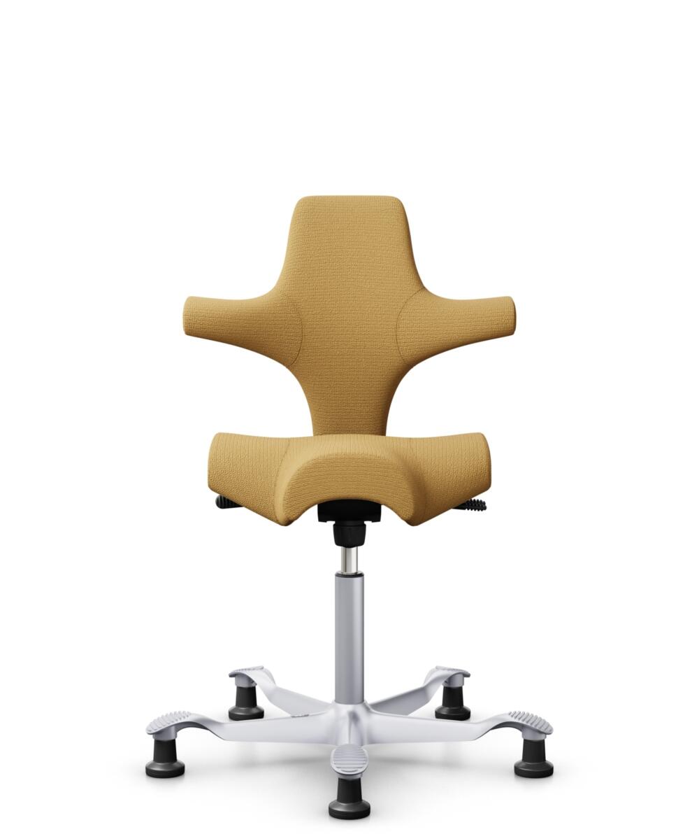 HÅG Capisco 8106 - Sirdal (GU) - Wol - SRD320 - Ochre - Framekleur - Zilver - Gasveer - 150 mm (Zithoogte 40-55cm) - Vloercontact - Glijdoppen - Voetenring - Nee, geen voetenring - Voetster - Nee, voetster in framekleur - 1