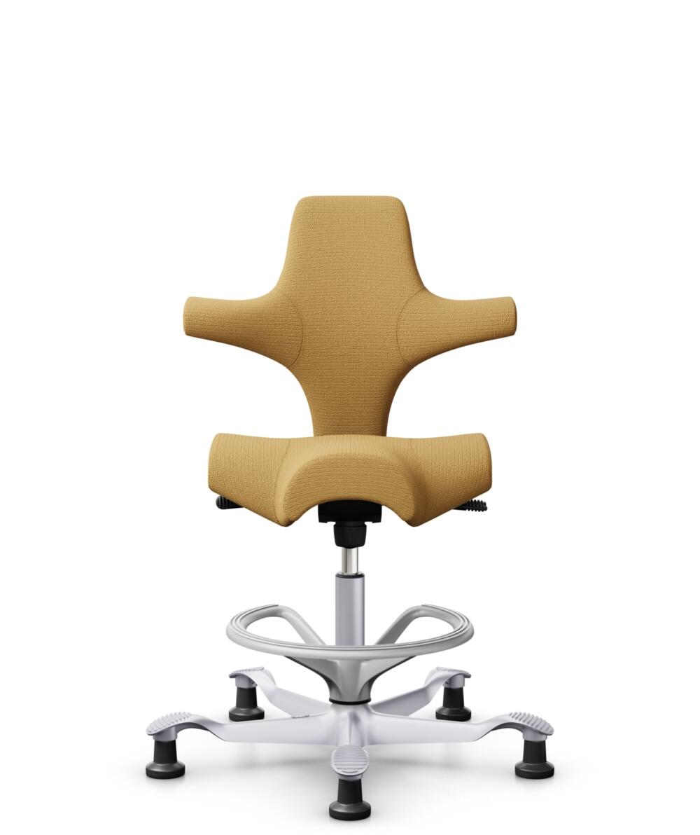 HÅG Capisco 8106 - Sirdal (GU) - Wol - SRD320 - Ochre - Framekleur - Zilver - Gasveer - 265 mm (Zithoogte 53-79cm) - Vloercontact - Glijdoppen - Voetenring - Ja, in framekleur - Voetster - Nee, voetster in framekleur - 1