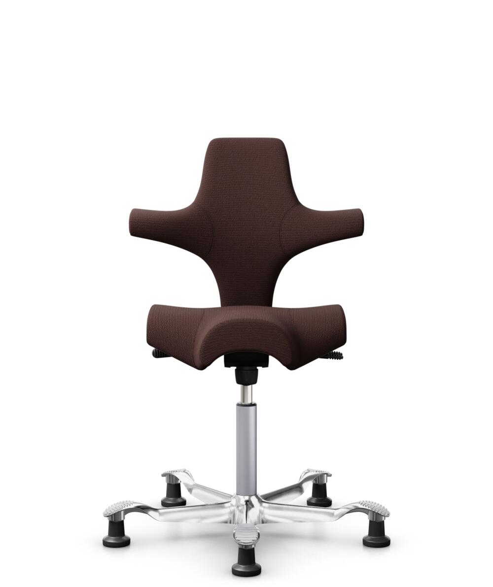 HÅG Capisco 8106 - Sirdal (GU) - Wol - SRD480 - Chestnut - Framekleur - Zilver - Gasveer - 150 mm (Zithoogte 40-55cm) - Vloercontact - Glijdoppen - Voetenring - Nee, geen voetenring - Voetster - Ja, voetster in gepolijst aluminium - 1