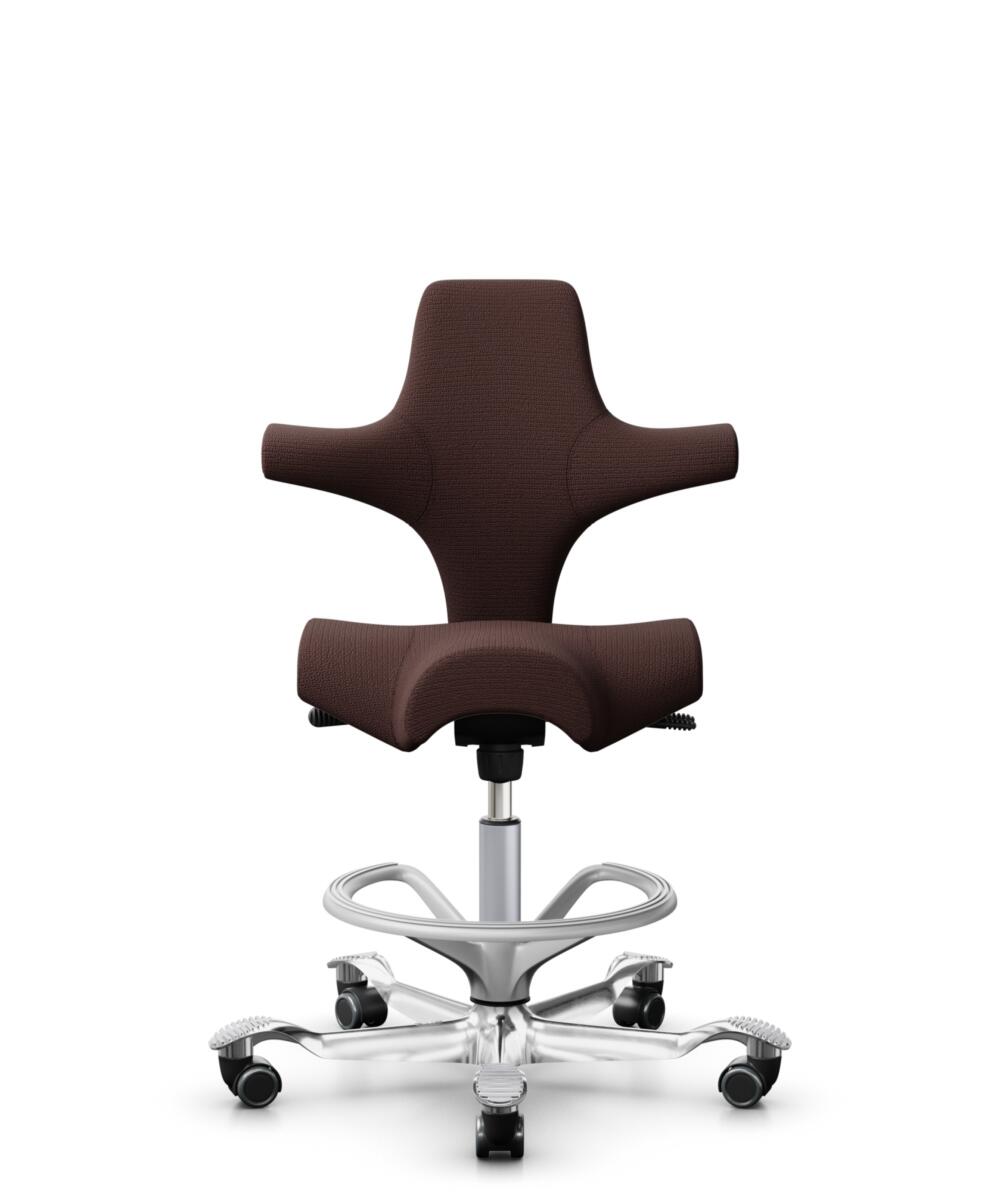 HÅG Capisco 8106 - Sirdal (GU) - Wol - SRD480 - Chestnut - Framekleur - Zilver - Gasveer - 200 mm (Zithoogte 46-64cm) - Vloercontact - Zachte wielen t.b.v. harde vloeren - Voetenring - Ja, in framekleur - Voetster - Ja, voetster in gepolijst aluminium - 1