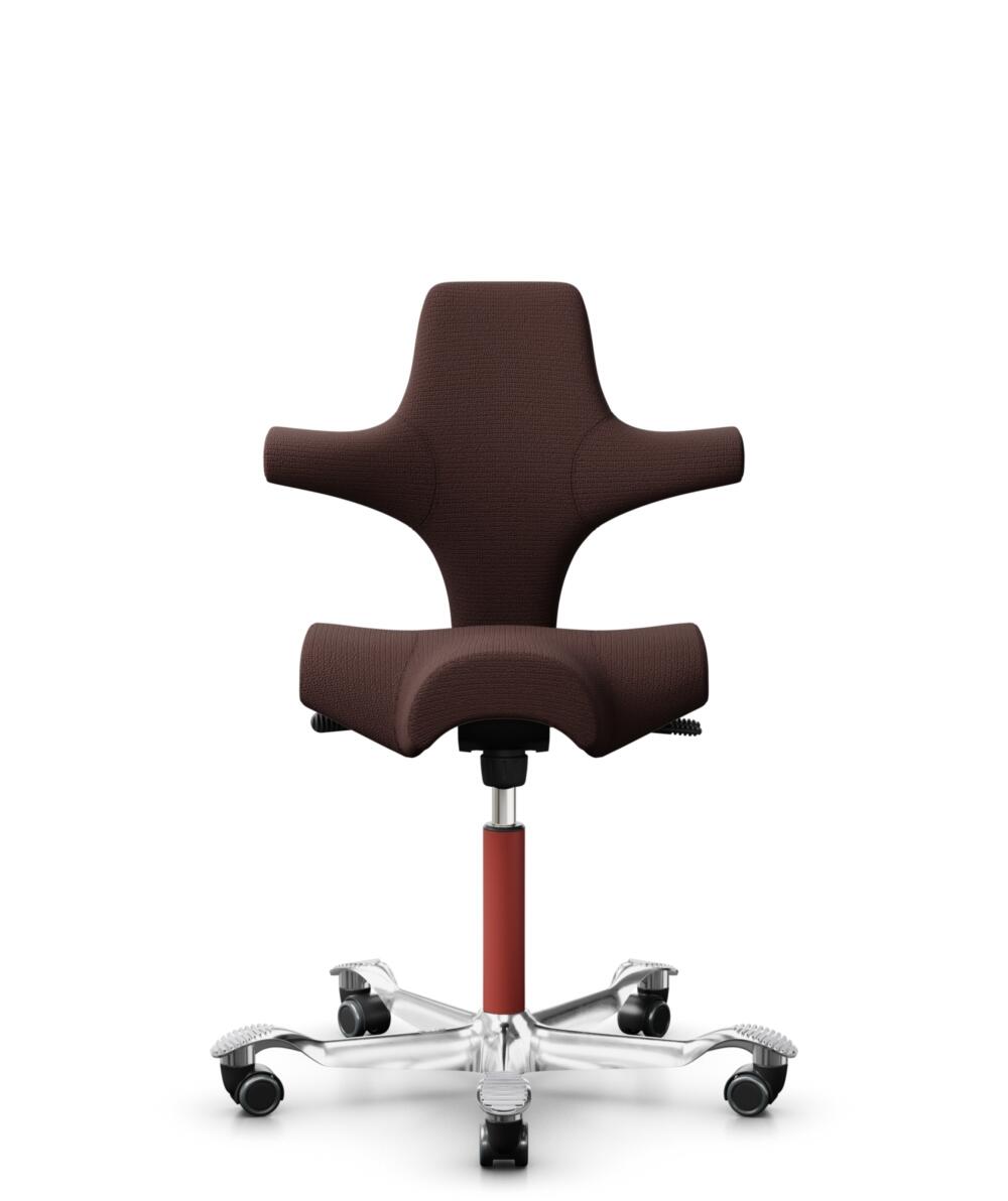 HÅG Capisco 8106 - Sirdal (GU) - Wol - SRD480 - Chestnut - Framekleur - Blush Rose - Gasveer - 200 mm (Zithoogte 46-64cm) - Vloercontact - Zachte wielen t.b.v. harde vloeren - Voetenring - Nee, geen voetenring - Voetster - Ja, voetster in gepolijst alu... - 1
