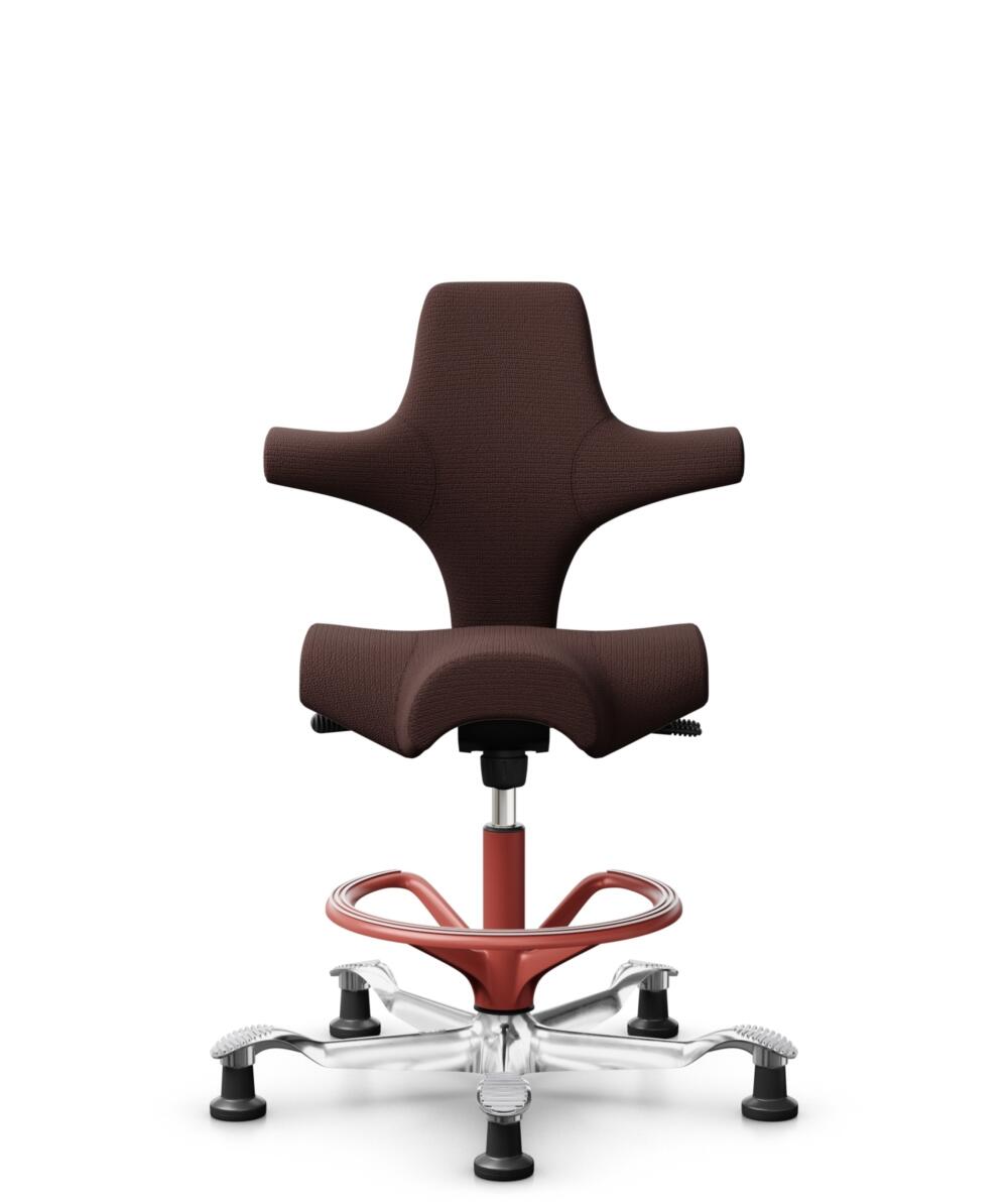 HÅG Capisco 8106 - Sirdal (GU) - Wol - SRD480 - Chestnut - Framekleur - Blush Rose - Gasveer - 200 mm (Zithoogte 46-64cm) - Vloercontact - Glijdoppen - Voetenring - Ja, in framekleur - Voetster - Ja, voetster in gepolijst aluminium - 1