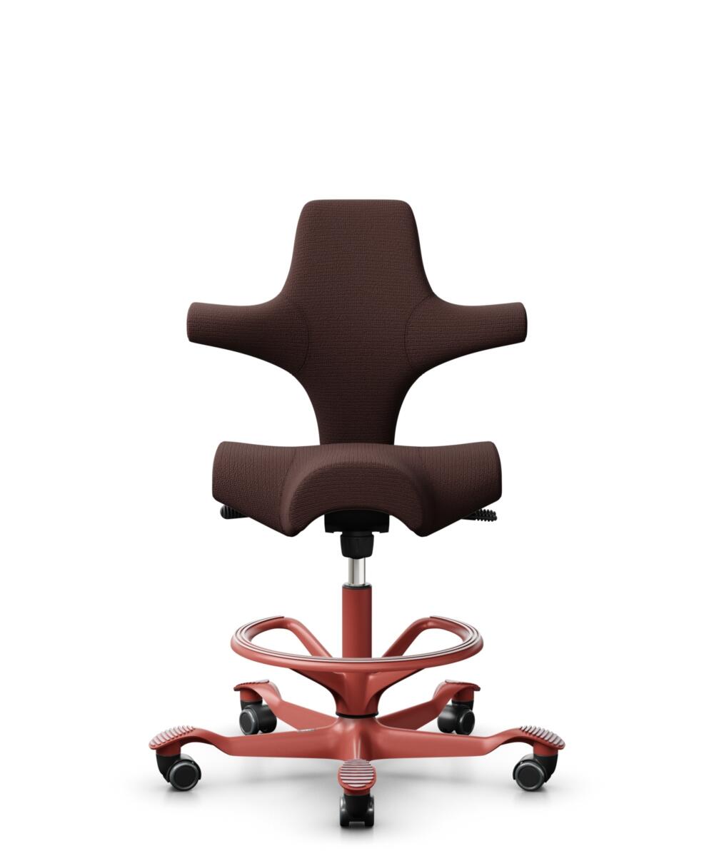 HÅG Capisco 8106 - Sirdal (GU) - Wol - SRD480 - Chestnut - Framekleur - Blush Rose - Gasveer - 265 mm (Zithoogte 53-79cm) - Vloercontact - Zachte wielen t.b.v. harde vloeren - Voetenring - Ja, in framekleur - Voetster - Nee, voetster in framekleur - 1