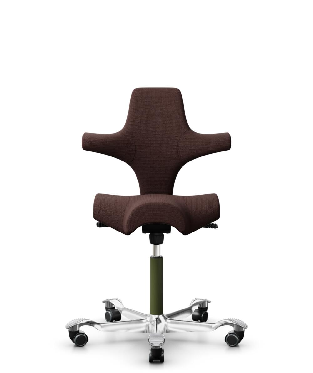 HÅG Capisco 8106 - Sirdal (GU) - Wol - SRD480 - Chestnut - Framekleur - Moss Grey - Gasveer - 150 mm (Zithoogte 40-55cm) - Vloercontact - Harde wielen t.b.v. zachte vloeren - Voetenring - Nee, geen voetenring - Voetster - Ja, voetster in gepolijst alum... - 1