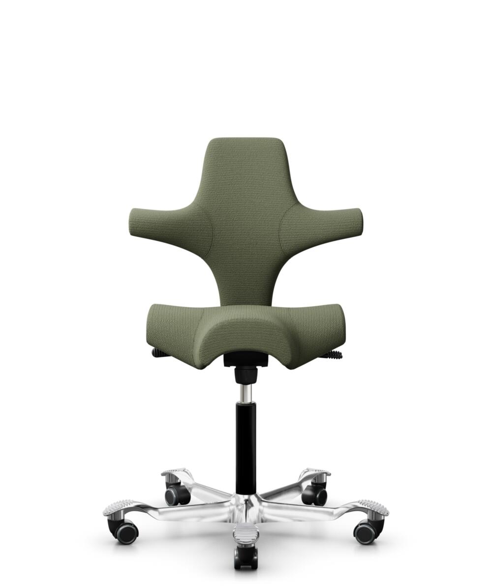 HÅG Capisco 8106 - Sirdal (GU) - Wol - SRD960 - Green - Framekleur - Zwart - Gasveer - 150 mm (Zithoogte 40-55cm) - Vloercontact - Harde wielen t.b.v. zachte vloeren - Voetenring - Nee, geen voetenring - Voetster - Ja, voetster in gepolijst aluminium - 1