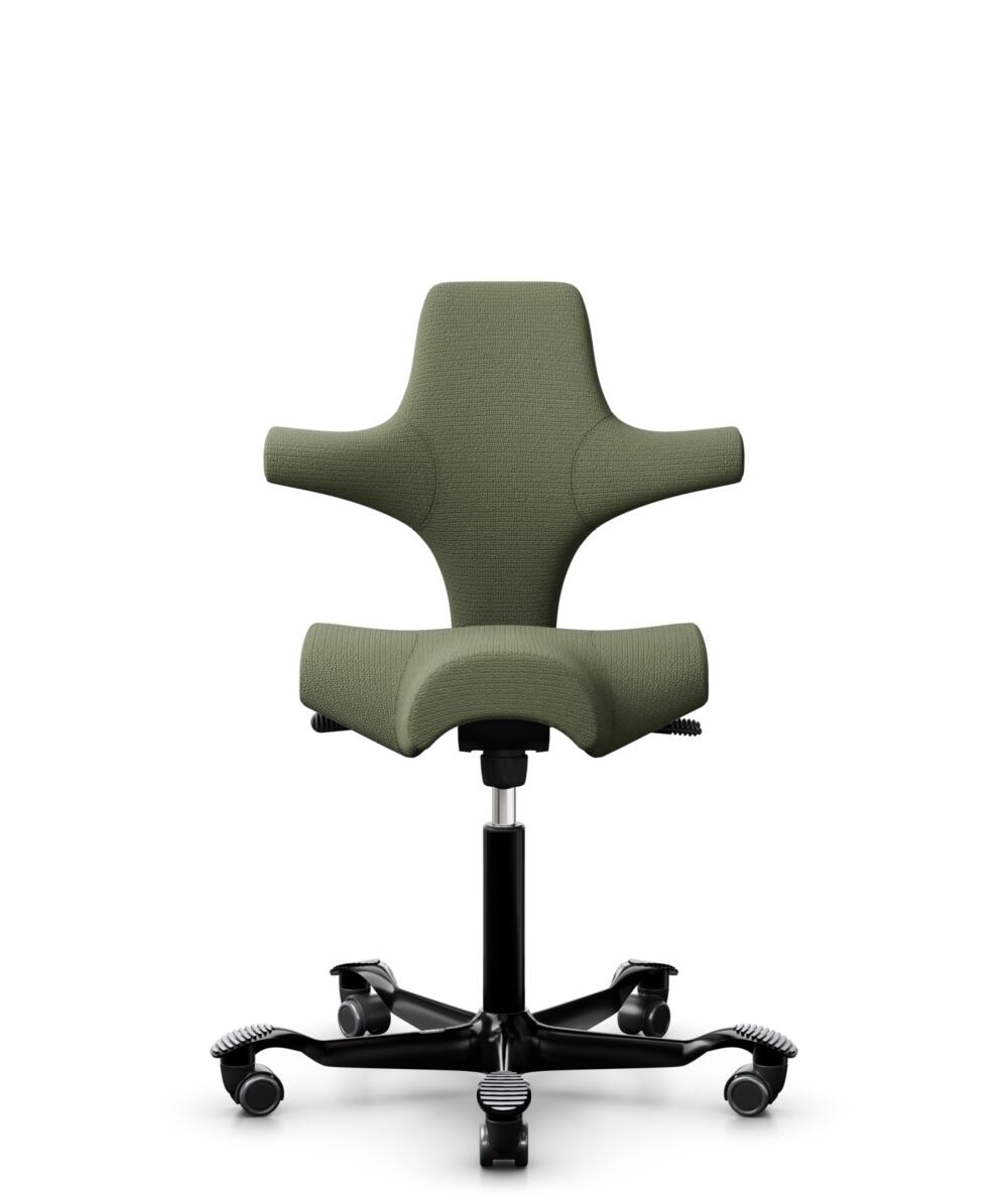 HÅG Capisco 8106 - Sirdal (GU) - Wol - SRD960 - Green - Framekleur - Zwart - Gasveer - 265 mm (Zithoogte 53-79cm) - Vloercontact - Harde wielen t.b.v. zachte vloeren - Voetenring - Nee, geen voetenring - Voetster - Nee, voetster in framekleur - 1