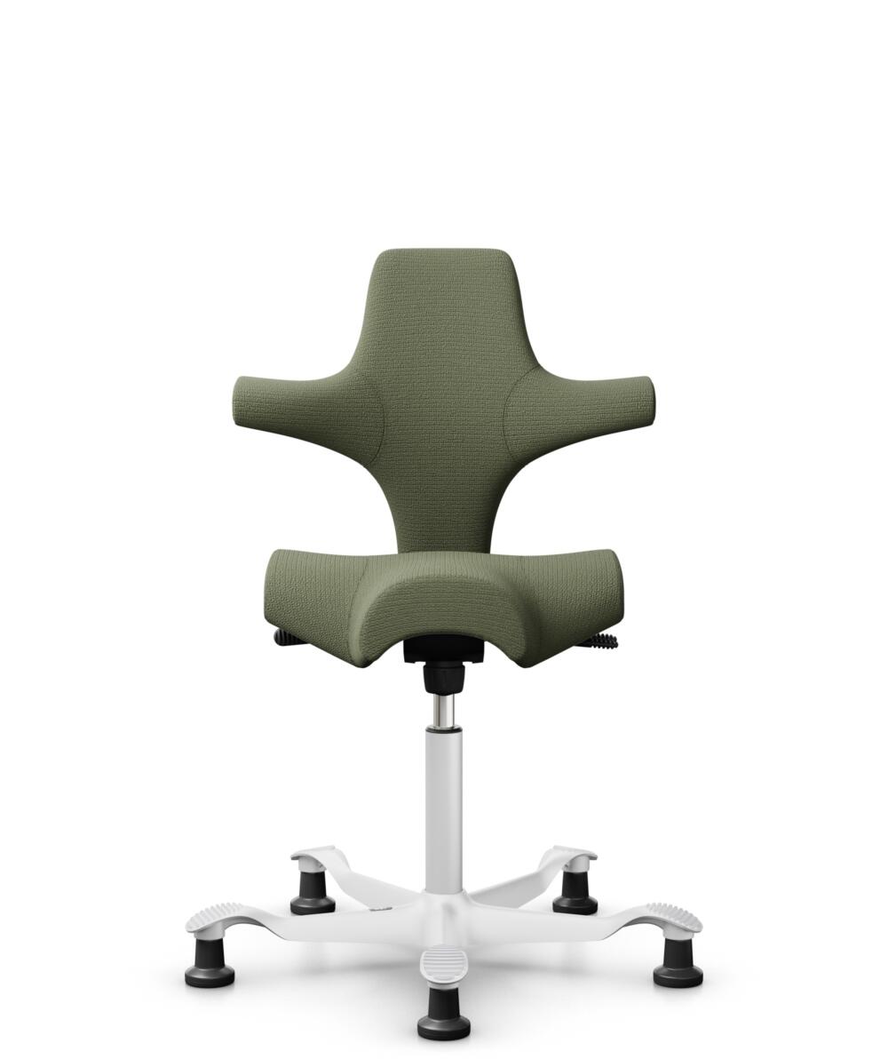 HÅG Capisco 8106 - Sirdal (GU) - Wol - SRD960 - Green - Framekleur - Wit - Gasveer - 150 mm (Zithoogte 40-55cm) - Vloercontact - Glijdoppen - Voetenring - Nee, geen voetenring - Voetster - Nee, voetster in framekleur - 1