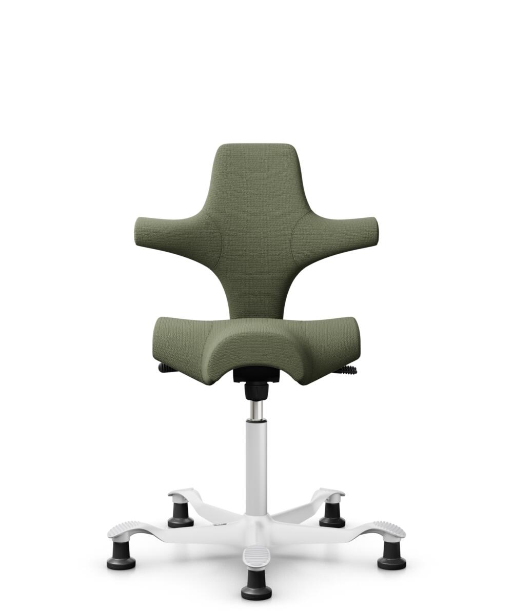 HÅG Capisco 8106 - Sirdal (GU) - Wol - SRD960 - Green - Framekleur - Wit - Gasveer - 200 mm (Zithoogte 46-64cm) - Vloercontact - Glijdoppen - Voetenring - Nee, geen voetenring - Voetster - Nee, voetster in framekleur - 1