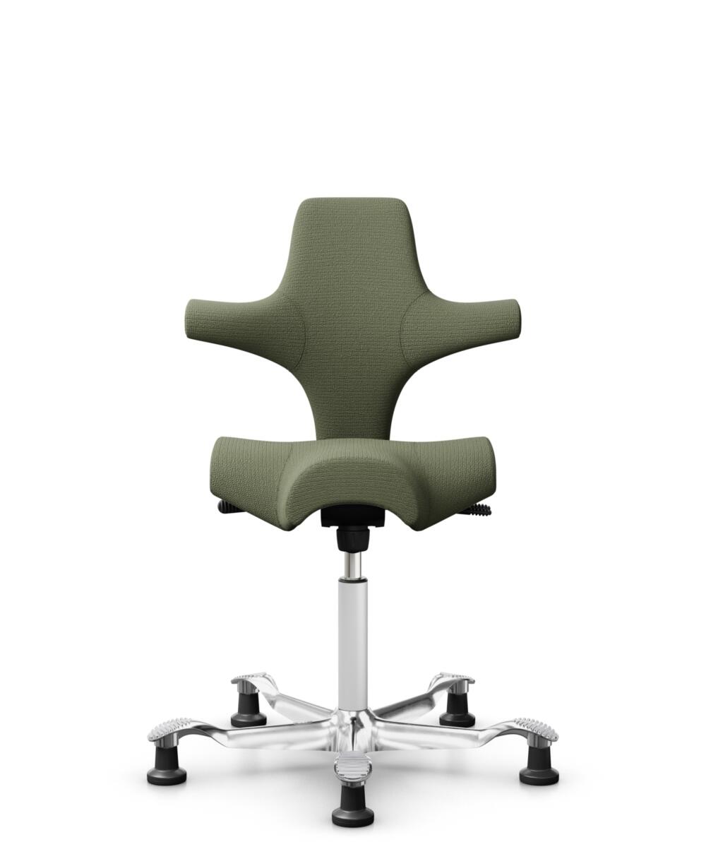 HÅG Capisco 8106 - Sirdal (GU) - Wol - SRD960 - Green - Framekleur - Wit - Gasveer - 200 mm (Zithoogte 46-64cm) - Vloercontact - Glijdoppen - Voetenring - Nee, geen voetenring - Voetster - Ja, voetster in gepolijst aluminium - 1
