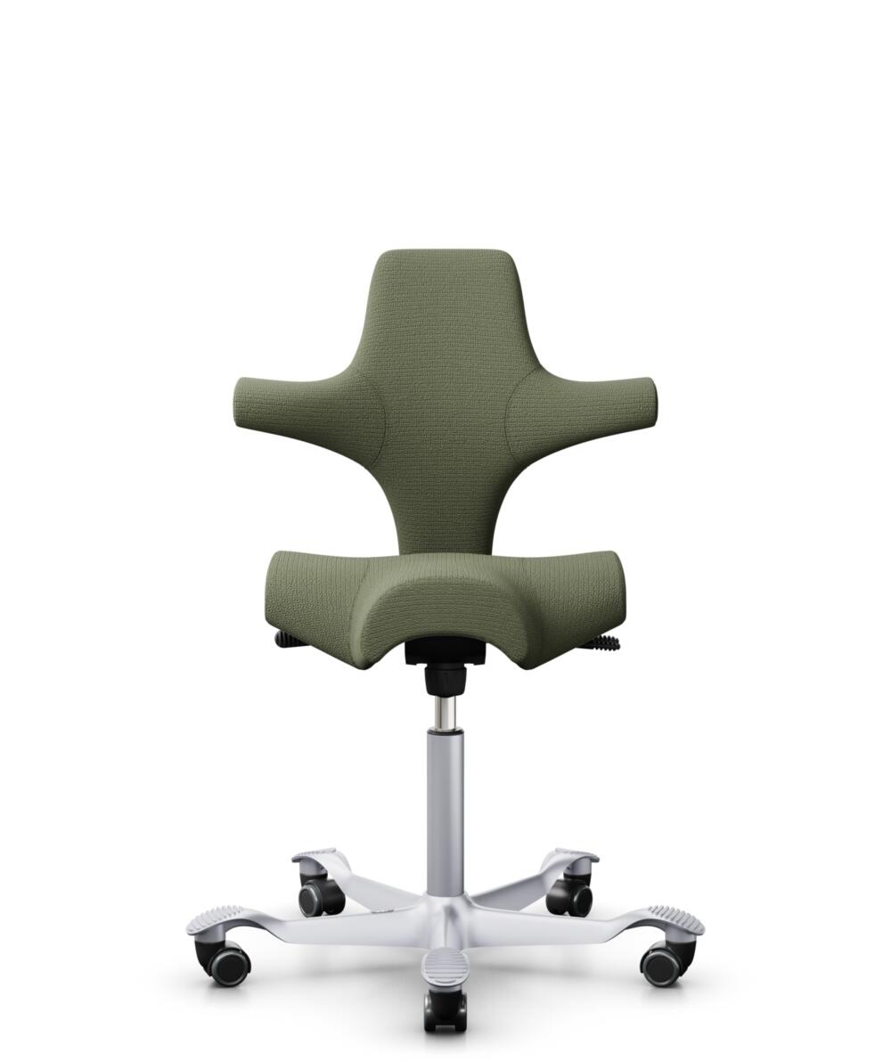 HÅG Capisco 8106 - Sirdal (GU) - Wol - SRD960 - Green - Framekleur - Zilver - Gasveer - 200 mm (Zithoogte 46-64cm) - Vloercontact - Zachte wielen t.b.v. harde vloeren - Voetenring - Nee, geen voetenring - Voetster - Nee, voetster in framekleur - 1