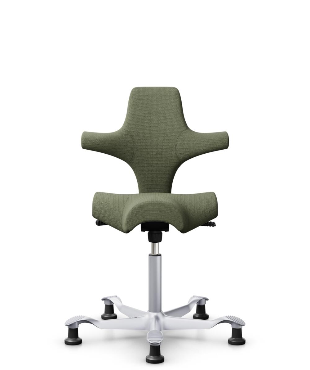 HÅG Capisco 8106 - Sirdal (GU) - Wol - SRD960 - Green - Framekleur - Zilver - Gasveer - 200 mm (Zithoogte 46-64cm) - Vloercontact - Glijdoppen - Voetenring - Nee, geen voetenring - Voetster - Nee, voetster in framekleur - 1