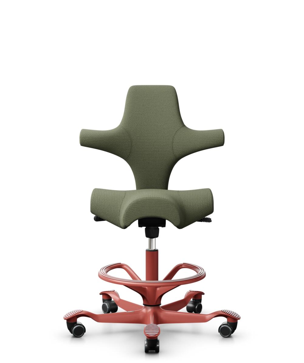 HÅG Capisco 8106 - Sirdal (GU) - Wol - SRD960 - Green - Framekleur - Blush Rose - Gasveer - 200 mm (Zithoogte 46-64cm) - Vloercontact - Harde wielen t.b.v. zachte vloeren - Voetenring - Ja, in framekleur - Voetster - Nee, voetster in framekleur - 1