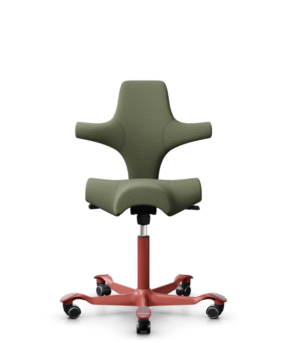 HÅG Capisco 8106 - Sirdal (GU) - Wol - SRD960 - Green - Framekleur - Blush Rose - Gasveer - 200 mm (Zithoogte 46-64cm) - Vloercontact - Zachte wielen t.b.v. harde vloeren - Voetenring - Nee, geen voetenring - Voetster - Nee, voetster in framekleur - 1