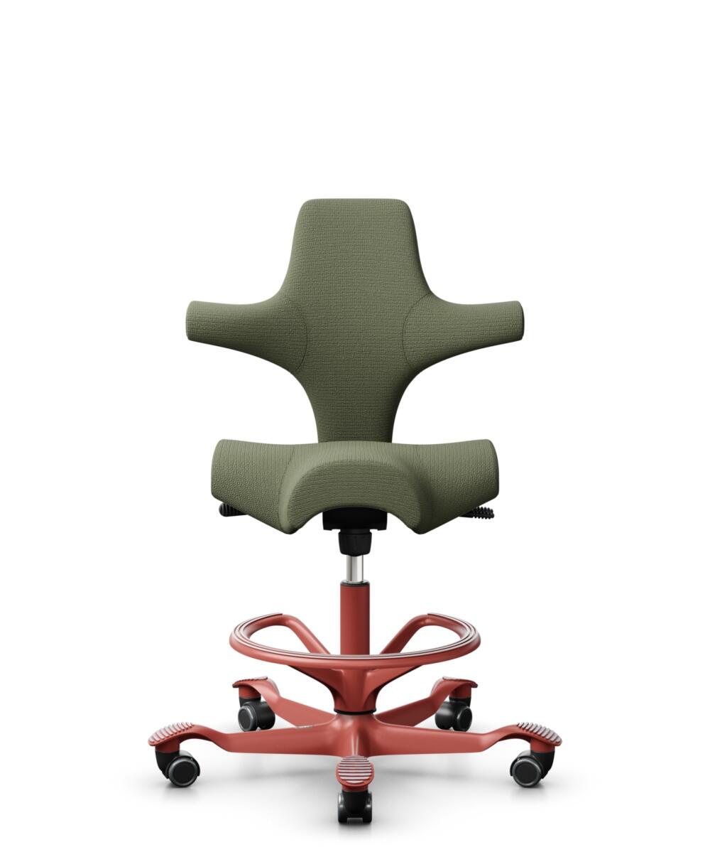 HÅG Capisco 8106 - Sirdal (GU) - Wol - SRD960 - Green - Framekleur - Blush Rose - Gasveer - 200 mm (Zithoogte 46-64cm) - Vloercontact - Zachte wielen t.b.v. harde vloeren - Voetenring - Ja, in framekleur - Voetster - Nee, voetster in framekleur - 1