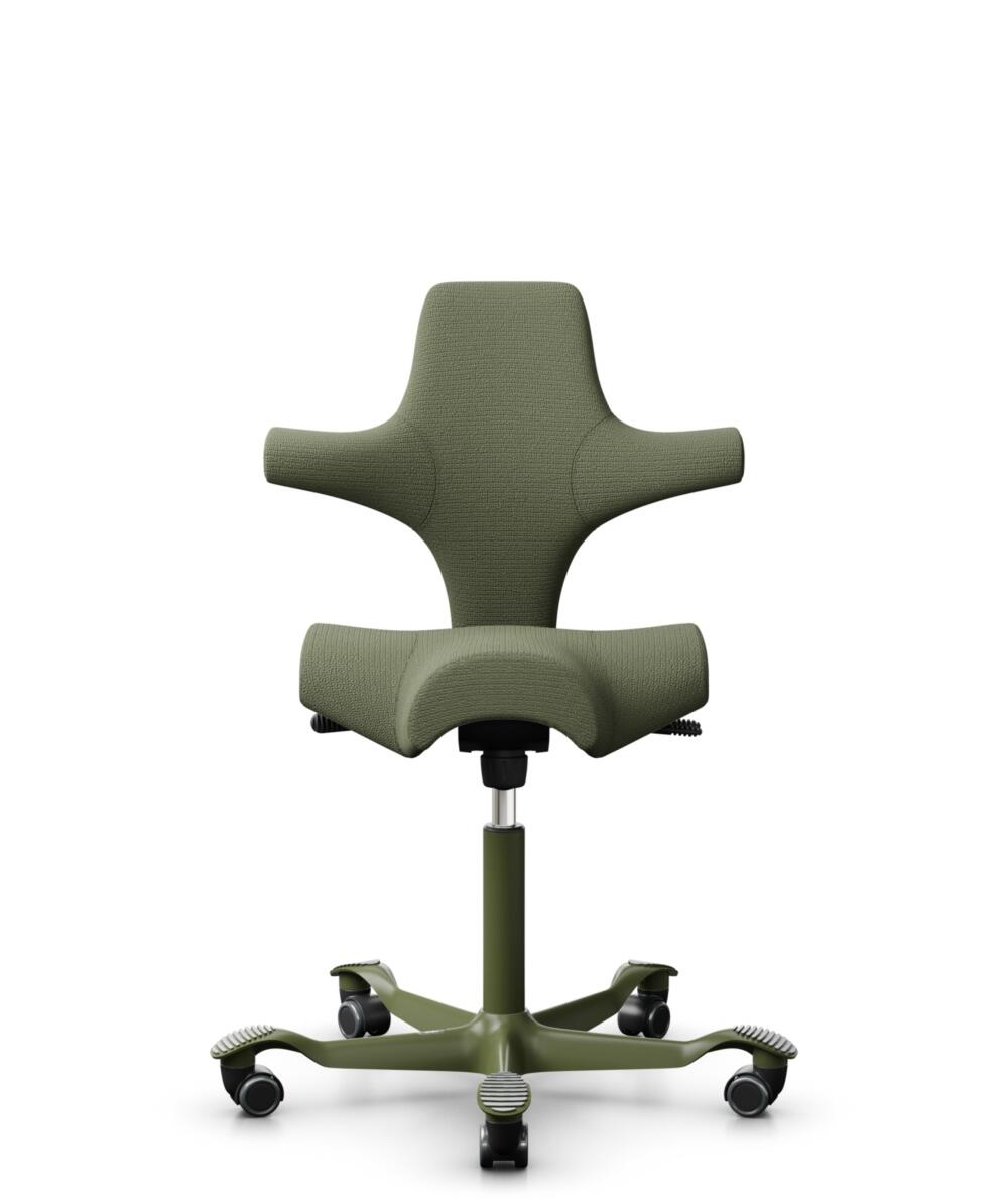 HÅG Capisco 8106 - Sirdal (GU) - Wol - SRD960 - Green - Framekleur - Moss Grey - Gasveer - 200 mm (Zithoogte 46-64cm) - Vloercontact - Zachte wielen t.b.v. harde vloeren - Voetenring - Nee, geen voetenring - Voetster - Nee, voetster in framekleur - 1