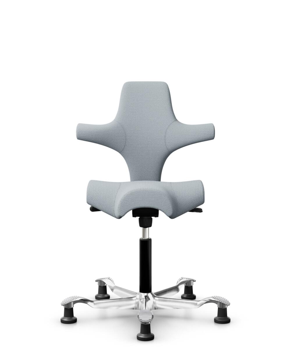 HÅG Capisco 8106 - Sirdal (GU) - Wol - SRD120 Light grey - Framekleur - Zwart - Gasveer - 200 mm (Zithoogte 46-64cm) - Vloercontact - Glijdoppen - Voetenring - Nee, geen voetenring - Voetster - Ja, voetster in gepolijst aluminium - 1