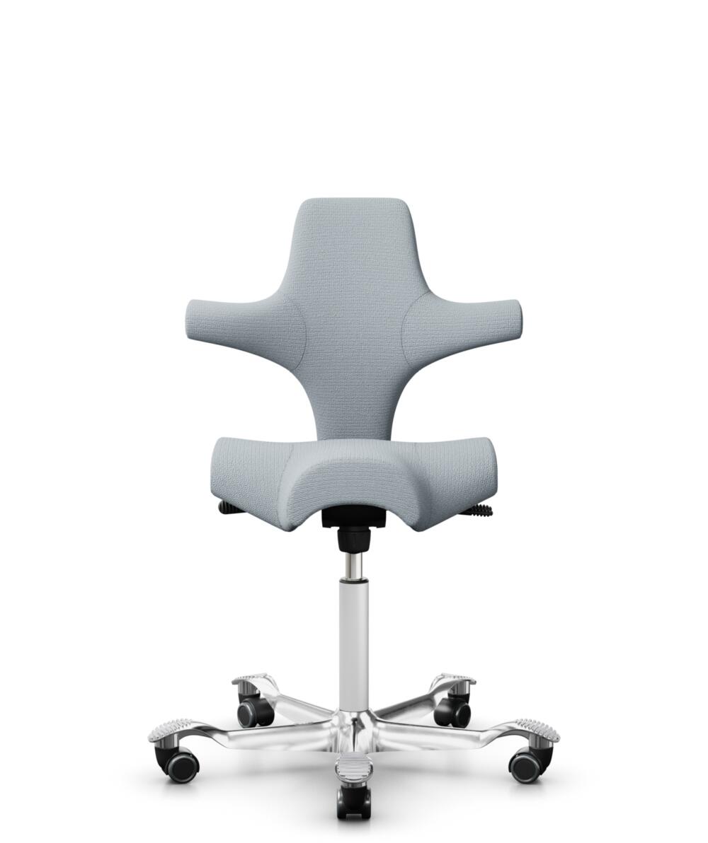 HÅG Capisco 8106 - Sirdal (GU) - Wol - SRD120 Light grey - Framekleur - Wit - Gasveer - 200 mm (Zithoogte 46-64cm) - Vloercontact - Harde wielen t.b.v. zachte vloeren - Voetenring - Nee, geen voetenring - Voetster - Ja, voetster in gepolijst aluminium - 1